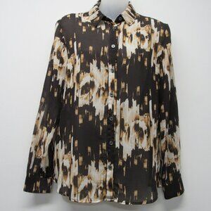 Derek Lam Design Nation Semi Sheer Print Funky Blouse Shirt Top Women's sz S